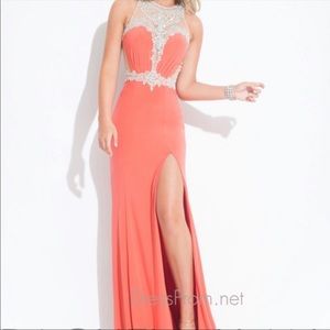 Gorgeous coral beaded prom dress